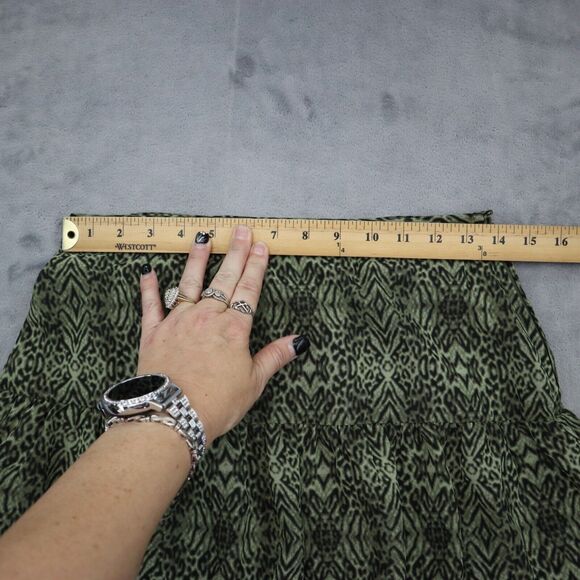 HM Skirt Womens 6 Green Animal Print A Line Layered Side Zipper Bottoms - Picture 7 of 16